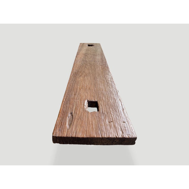 Wood Andrianna Shamaris Brutalist Reclaimed Teak Wood Bench For Sale - Image 7 of 18