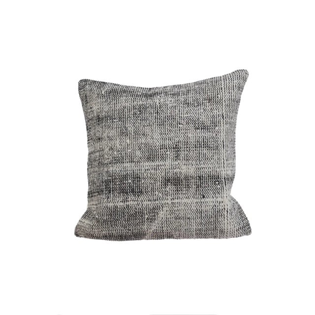 Gray Distressed Pillow Cover For Sale - Image 4 of 4