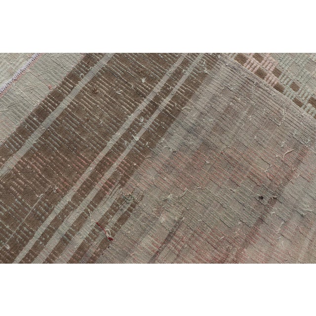 Vintage Turkish Embroidered Flat Weave With Soft Colors in Diamond Design 7'6" X 9'3" For Sale - Image 11 of 11