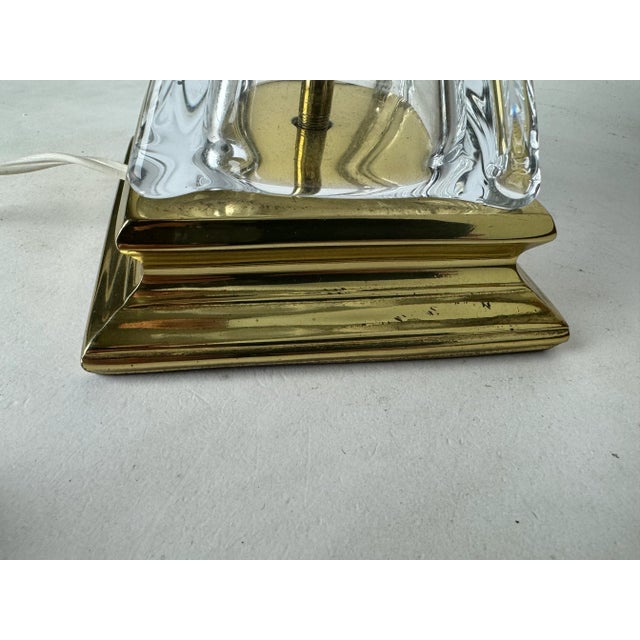 Brass 1970's Cofrac Art Verrier Style Leaded Crystal Glass and Brass Table Lamp For Sale - Image 8 of 11