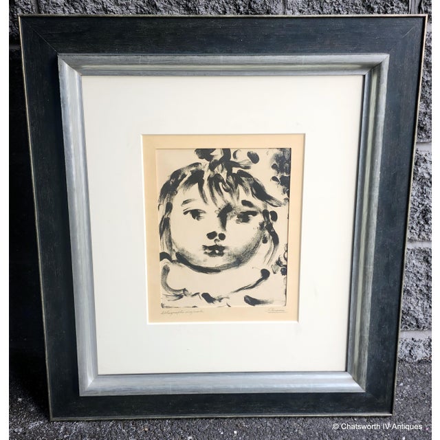 Abstract Pair of Framed Pablo Picasso Thumbprint Lithographic Originals ~ Paloma & Claude, 1960s For Sale - Image 3 of 15