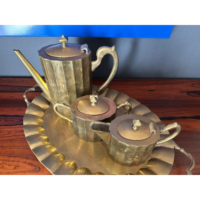 Patinated Brass Tea Set Attributed to Salvador Terran - 4 Pieces For Sale - Image 12 of 12