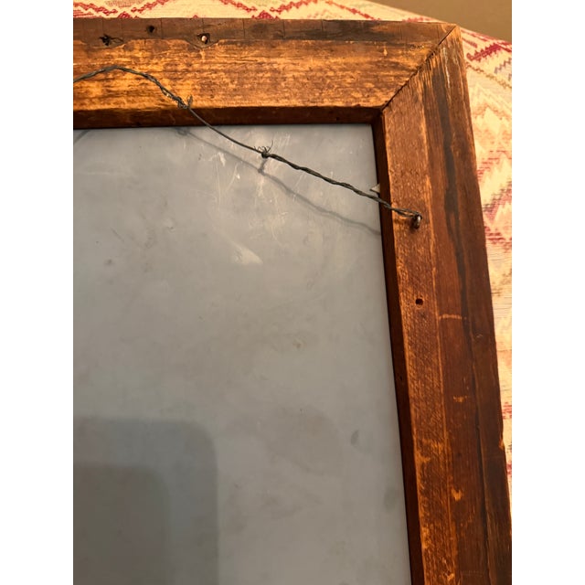 American Antique Mahogany Wood Beveled Wall Mirror Two Tone Folk Art Border Ca 1870 For Sale - Image 3 of 11