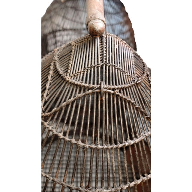 1930s 1930s French Hanging Metal Double Beehive Dome Bird Cage For Sale - Image 5 of 8