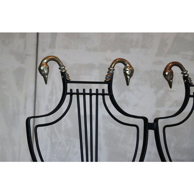 1950s Iron Lyre Back Settee With Brass Swan Heads & Paw Feet by Maison Jansen For Sale - Image 17 of 18