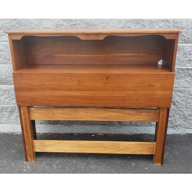 Mid-Century Modern Scandinavian Modern Solid Walnut Bookcase Storage Single Headboards - a Pair For Sale - Image 3 of 13