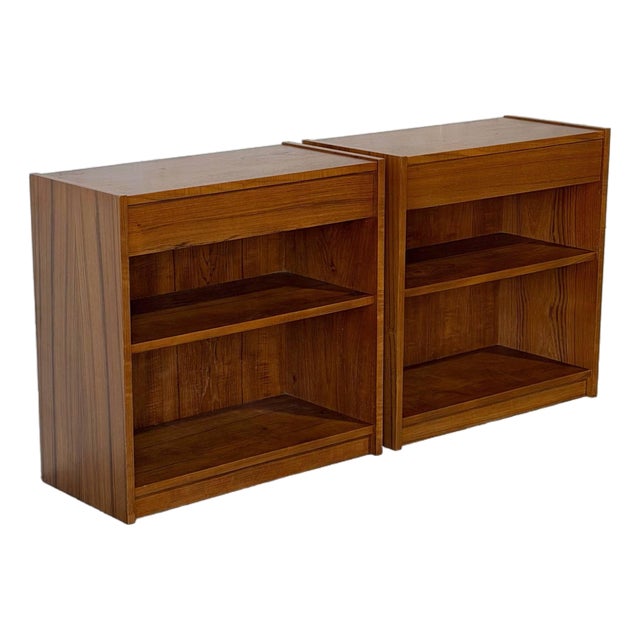 Teak Nightstands Set of 2 With Open Shelves Danish Mid-Century Modern 1960s For Sale