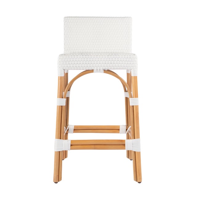 2020s Serienna 24.5 in. Seat Height Rectangular Rattan Low Back Counter Stool, White For Sale - Image 5 of 9