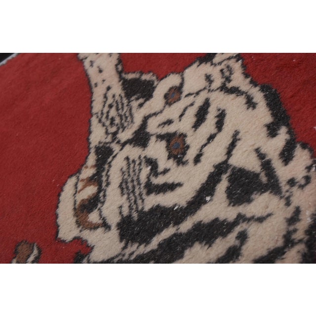 Textile Turkish Red Lion Rug For Sale - Image 7 of 12
