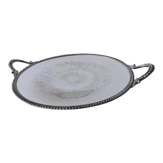 Vintage Lehman Brothers Large Victorian Pattern Silverplate Tray For Sale
