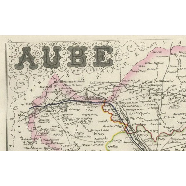 Map of Aube, Troyes and Champagne in France, 19th Century For Sale - Image 4 of 10
