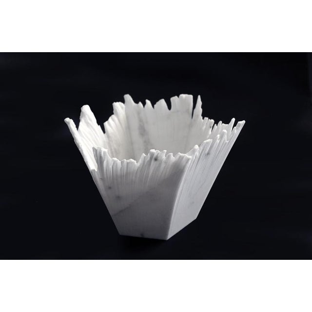 Not Yet Made - Made To Order Drap D Hexagonal Decorative Bowl in White Carrara Marble by Bufalini Marmi For Sale - Image 5 of 18