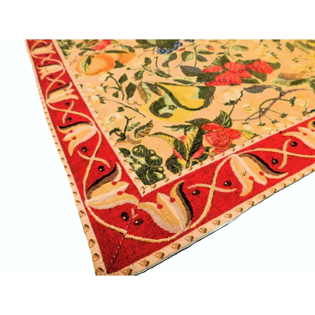 Yellow Vintage French Machine Made Tapestry. 4'9'x 4'8" For Sale - Image 8 of 12