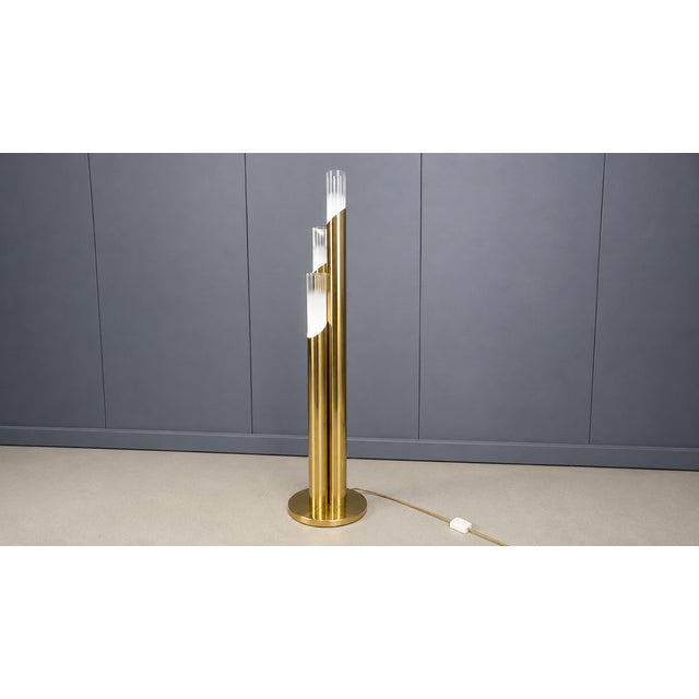 Mid-Century Modern Vintage Brass and Murano Glass Floor Lamp, Italy, 1970s For Sale - Image 3 of 8