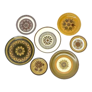 Floral Motif in Autumnal Hues Wall Plate Curation - Group of 7