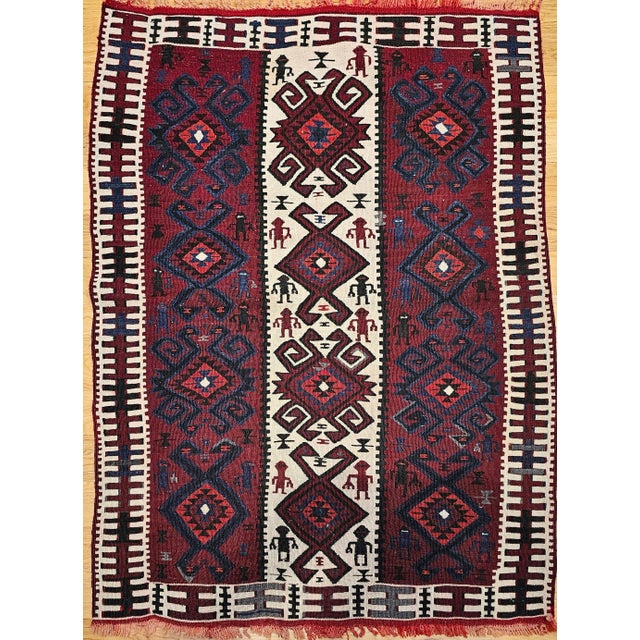 Celebrate the spirit of ancient cultures with this vintage South American pictorial rug, handwoven circa the third quarter...