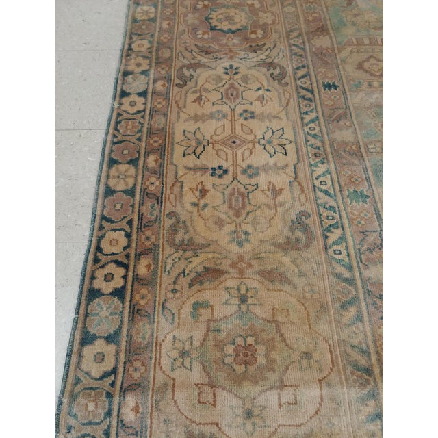 Antique Indian Agra Carpet, Handmade Rug, Green - Blue, Taupe, Beige, Allover For Sale - Image 17 of 18