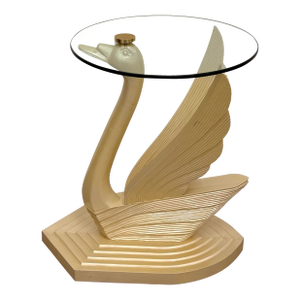 Vintage Art Deco Swan Glass Top Side Table