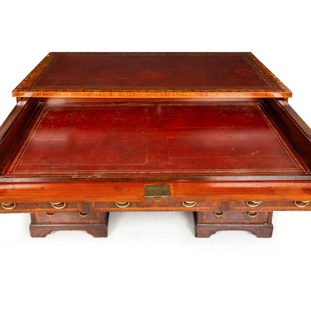 Brown English Mahogany Partner’s Pedestal Rent Desk by James Winter Ca. 1830 For Sale - Image 8 of 18