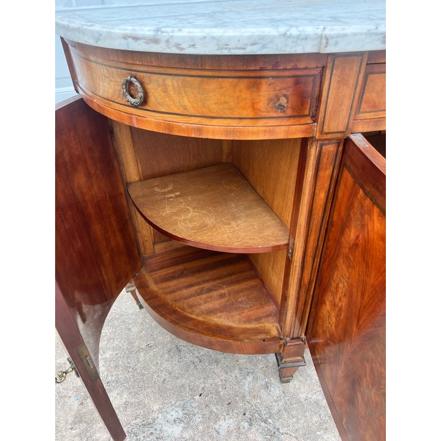 Late 19th Century French 19th Century Louis XVI Mahogany Carrara Marble Top Demilune Sideboard For Sale - Image 5 of 12