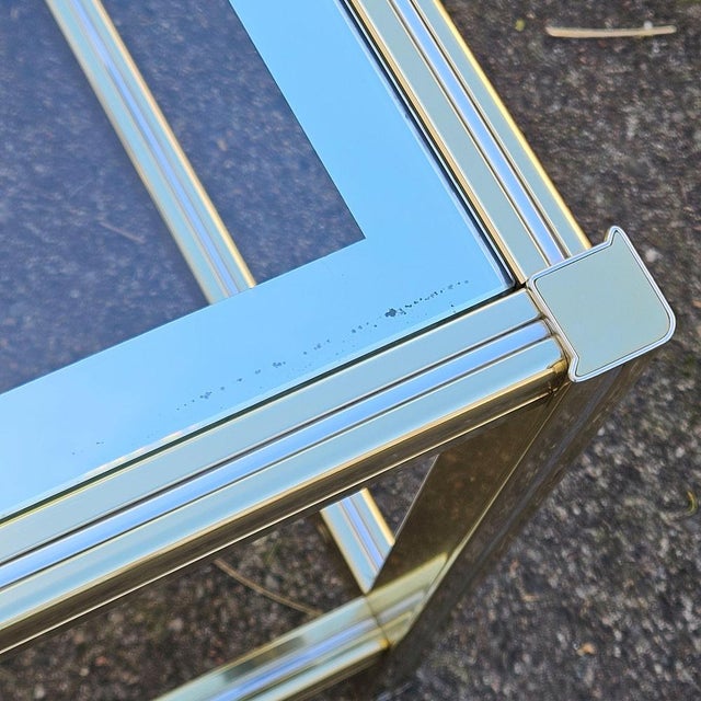 Vintage French Golden Glass and Brass Side Table, 1970s For Sale - Image 13 of 14