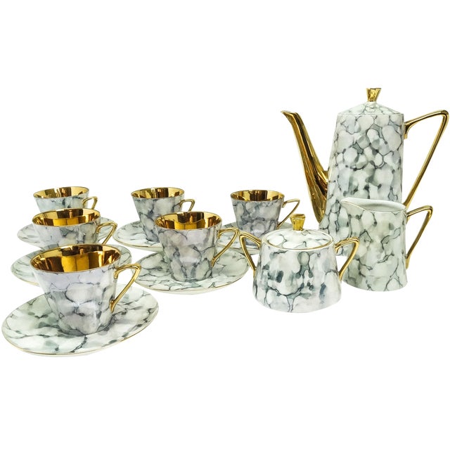 Pop-Art Coffee Set from Wawel Pottery, Poland, 1960s, 1950s, Set of 15 For Sale