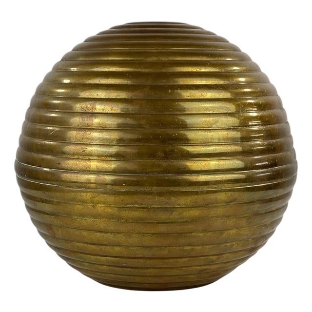 Vintage Ribbed Brass Vase by Paolo Marini for Laras Padova, Italy, 1960s For Sale