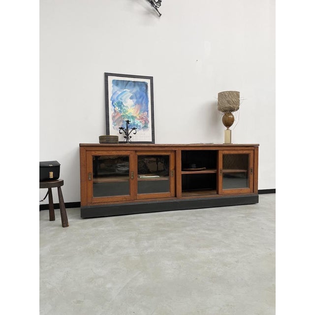 Oak Sideboard with Glass Doors, 1950s For Sale - Image 3 of 18