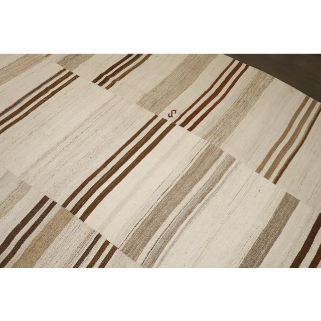Vintage White Brown Turkish Kilim - 9'3" x 11'3" For Sale - Image 10 of 10