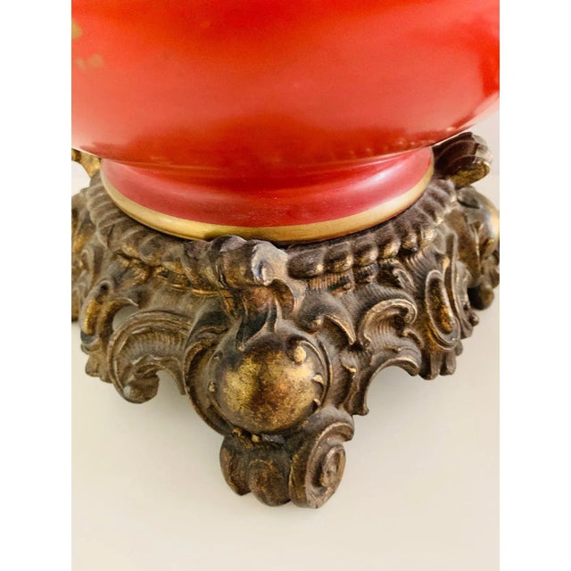 Metal Antique Table Lamp Porcelain Bronze Chinoiserie For Sale - Image 7 of 12