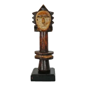 Vintage Carved Wood Cross River Figure Post