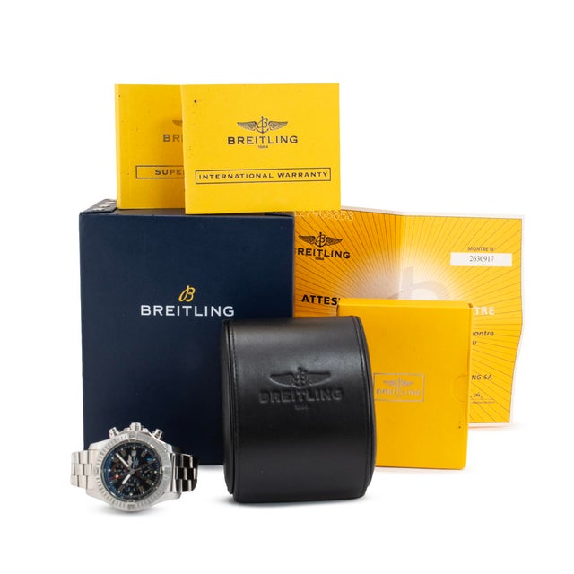 Silver Breitling Super Avenger 48mm A13370 Black Dial Stainless Steel Automatic Watch For Sale - Image 8 of 9