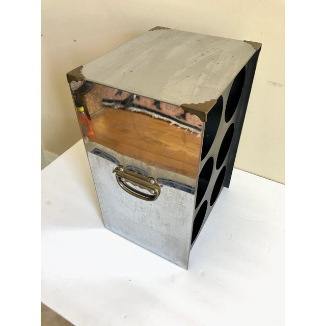 Mastercraft Vintage Chrome Brass Campaign Wine Rack For Sale - Image 4 of 6