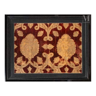 Antique Ottoman Velvet Rug With Gold Pomegranate Medallion Motifs - Rug & Kilim For Sale
