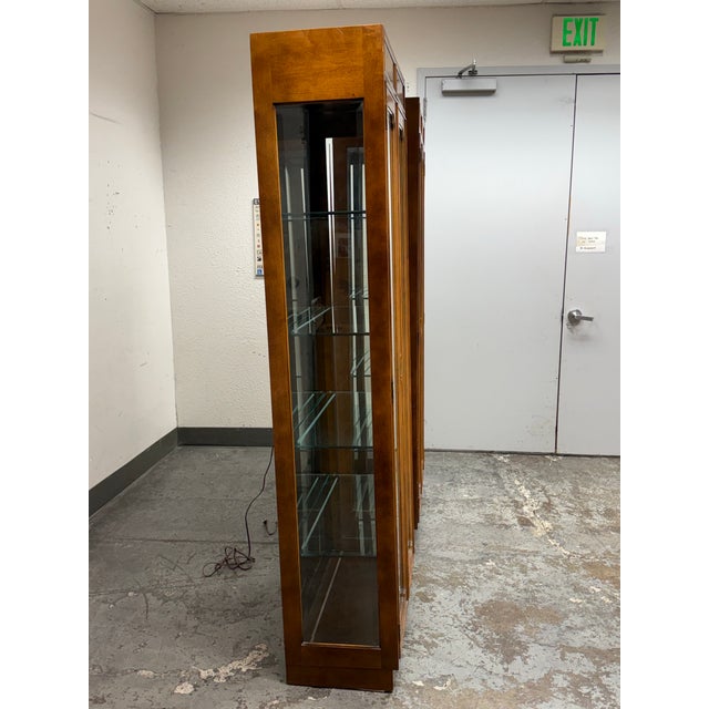 1980s Campaign Style Curio Display Vintage Cabinets, Pair For Sale - Image 5 of 12