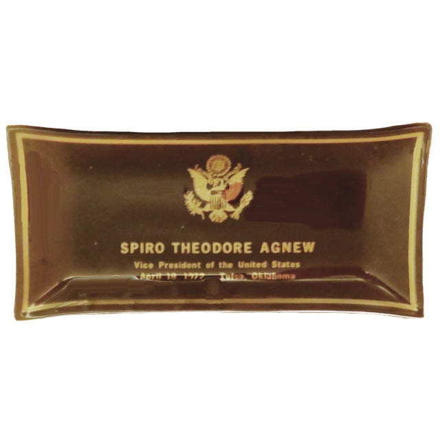 Mid-Century Modern 1970s Political Souvenir Glass Tray for Vice-President Spiro Agnew For Sale - Image 3 of 3