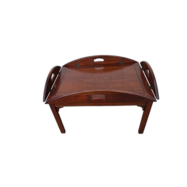 Pennsylvania House 1980s Pennsylvania House Butlers Coffee Table Cherry Chippendale Tray Top Style For Sale - Image 4 of 18