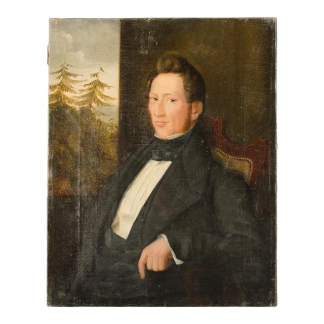 A Half-Portrait of a Seated Man, Mid 19th C. For Sale