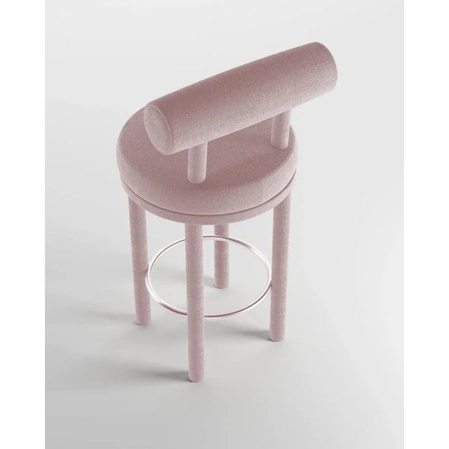 Contemporary Collector Moca Bar Chair in Boucle Rose by Studio Rig For Sale - Image 3 of 5