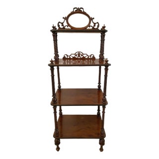 Antique Victorian Burr Walnut Whatnot Shelf For Sale