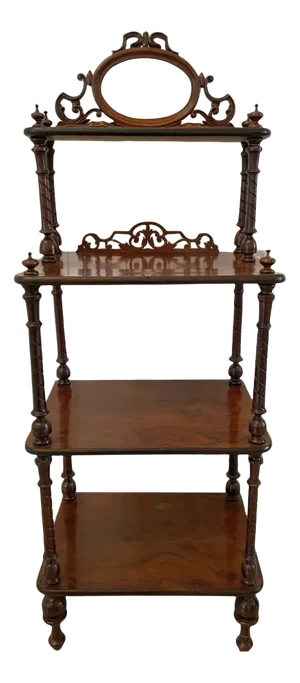 Antique Victorian Burr Walnut Whatnot Shelf