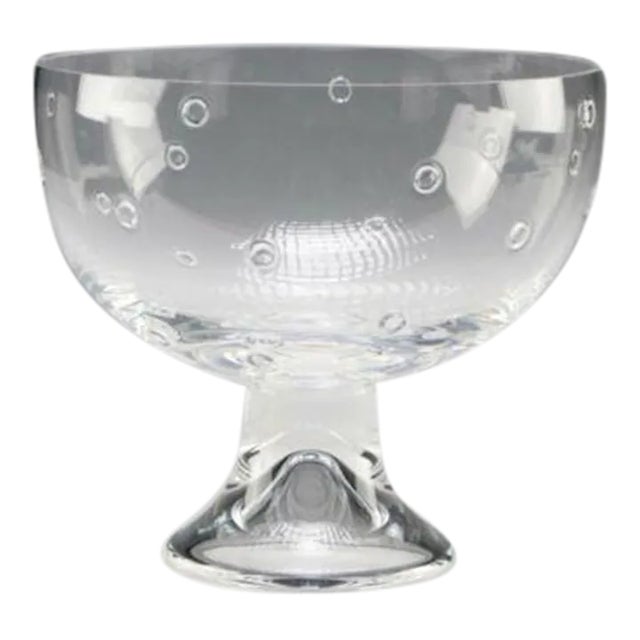 Vintage Steuben Joel Smith Design Art Glass 'Bubble Bowl 1999-Signed Etched Crystal For Sale