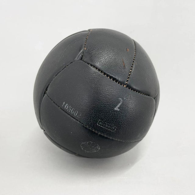 Vintage Black Leather Medicine Ball by Gala, 1930s For Sale - Image 3 of 9