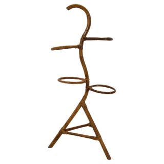 Mid-Century Rattan and Bamboo Flower Stand, 1950s For Sale
