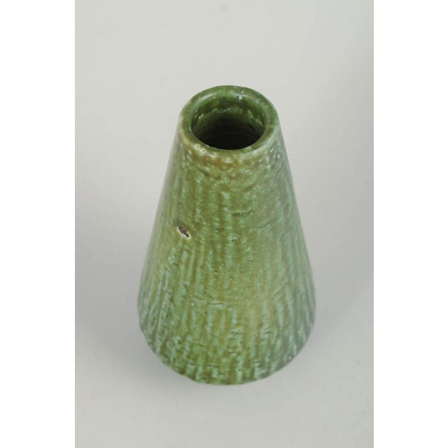 Vintage Danish Stoneware Vase with Green Flowing Glaze by Gunnar Nylund for Nymølle, 1960s For Sale - Image 3 of 5
