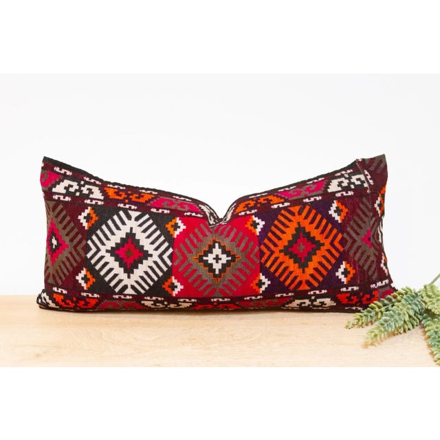 Red Azita Antique Lakai Tribe Linen Pillow For Sale - Image 8 of 8
