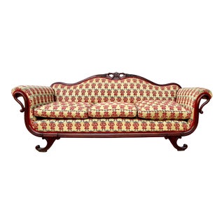 Antique Duncan Phyfe Style Sofa W/ Asian Upholstery For Sale