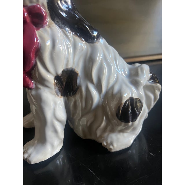 Pair of Vintage Staffordshire Glazed Pottery Spaniel Cavaliers For Sale - Image 9 of 11