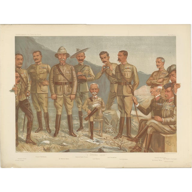 After Vincent Brooks, Vanity Fair Military Illustration of Lord Roberts & Generals, Boer War, 1900, Chromolithograph For Sale