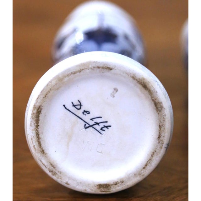 Pair of Early 20th Century Dutch Delft Blue and White Faience Bud Vases For Sale - Image 11 of 11